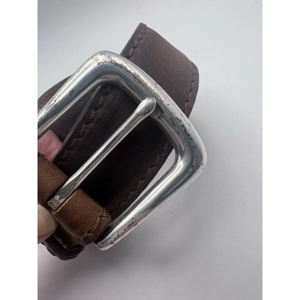 Justin Leather Belt Mens Sz 40 Top Grain Cowhide Made USA 247BD Silver Buckle